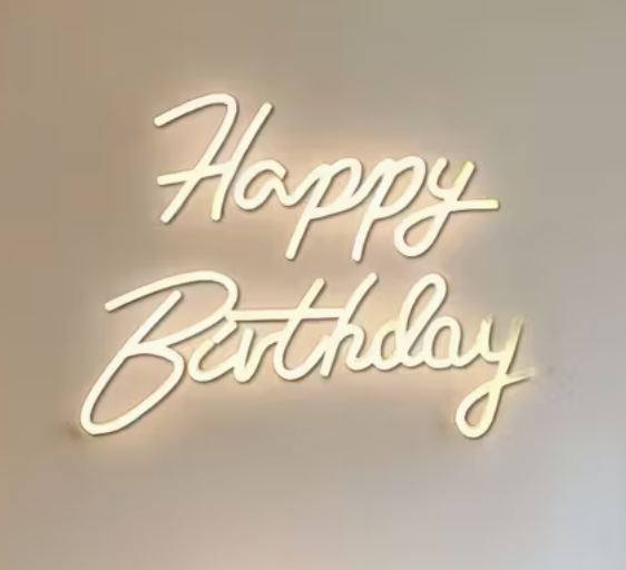 "Happy Birthday" LED-lysskilt - Utleie